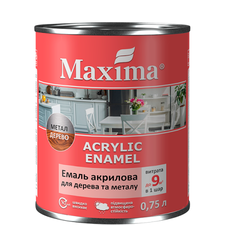 Maxima “Acrylic Enamel” – vizesbázisú selymes matt zománcfesték fémre, fára
